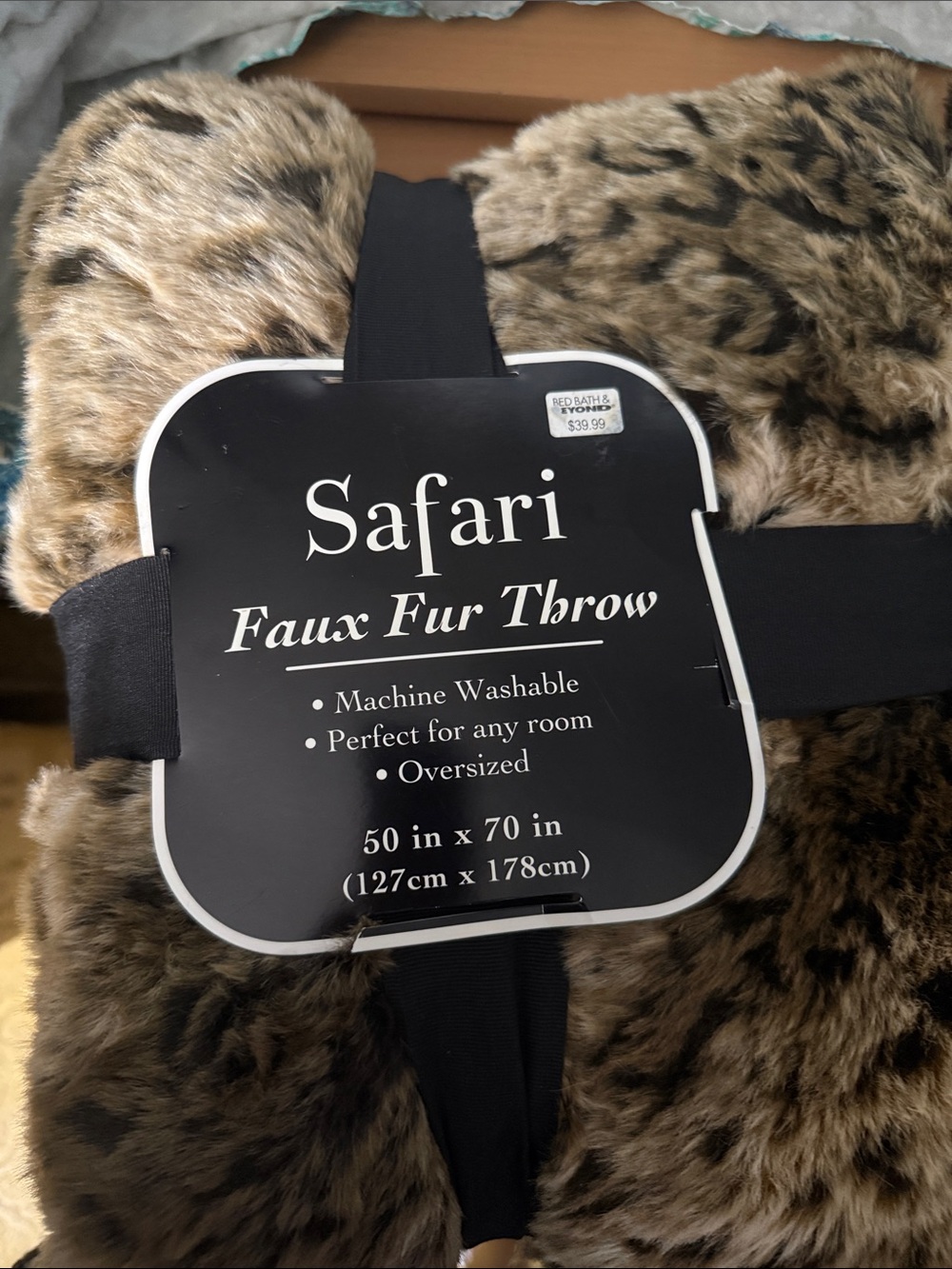 Safari Faux Fur Throw Blanket - Brown Leopard Print